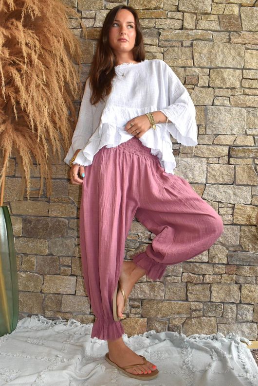 Sundaze Cheesecloth Bloomer Pant Indian Pink